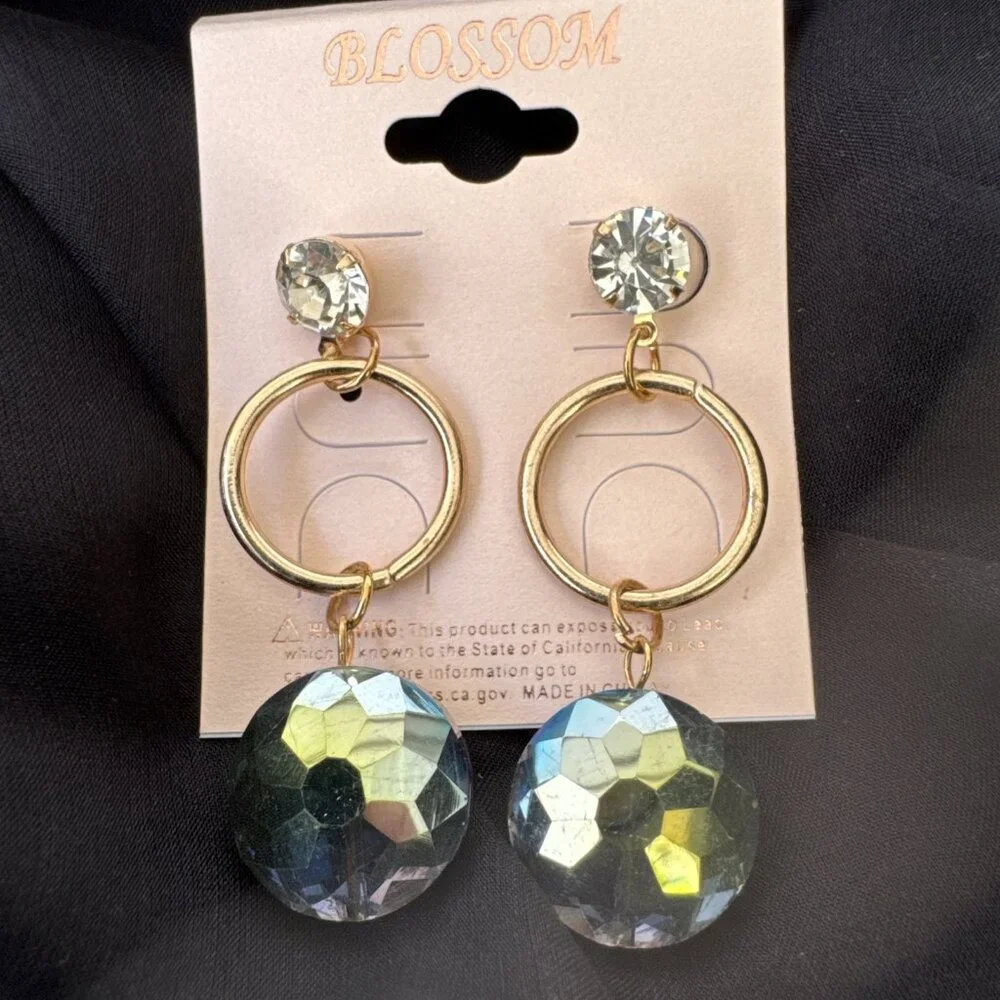 Blossom Faux Crystal Rhinestone Earrings Dangle Party Wedding Cruise NEW